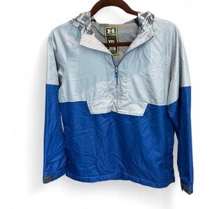 Under Armour Jacket Boys XLarge Blue Gray Storm Hoodie Pullover 1/4 Zip Outdoor